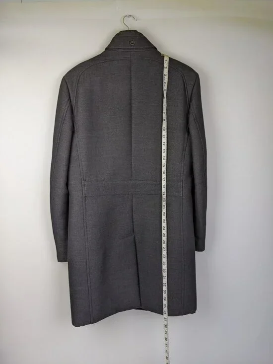 Zara Man Black Tag Black Overcoat Mens Size Large Luxury Winter Dress Coat - Picture 3 of 9